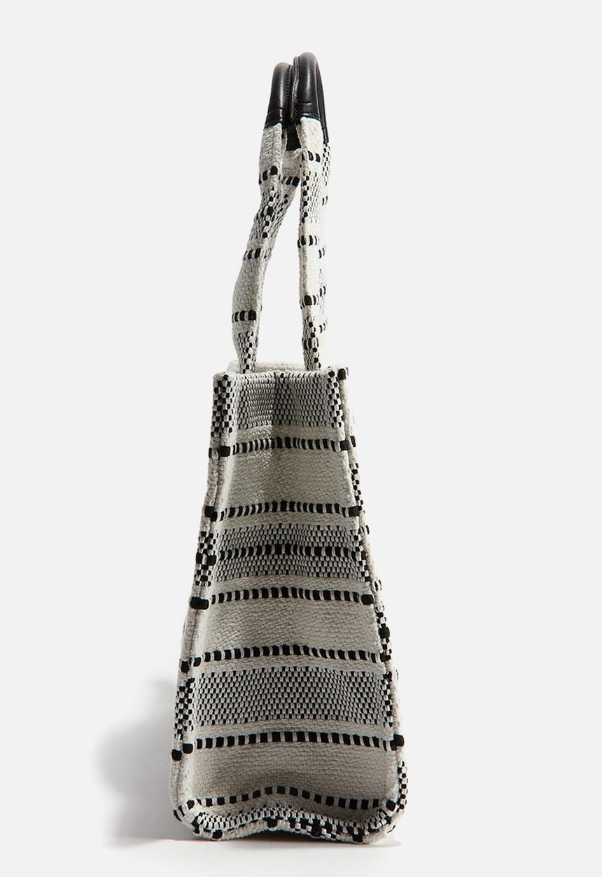 H&M - Cotton-blend shopper - black & white striped