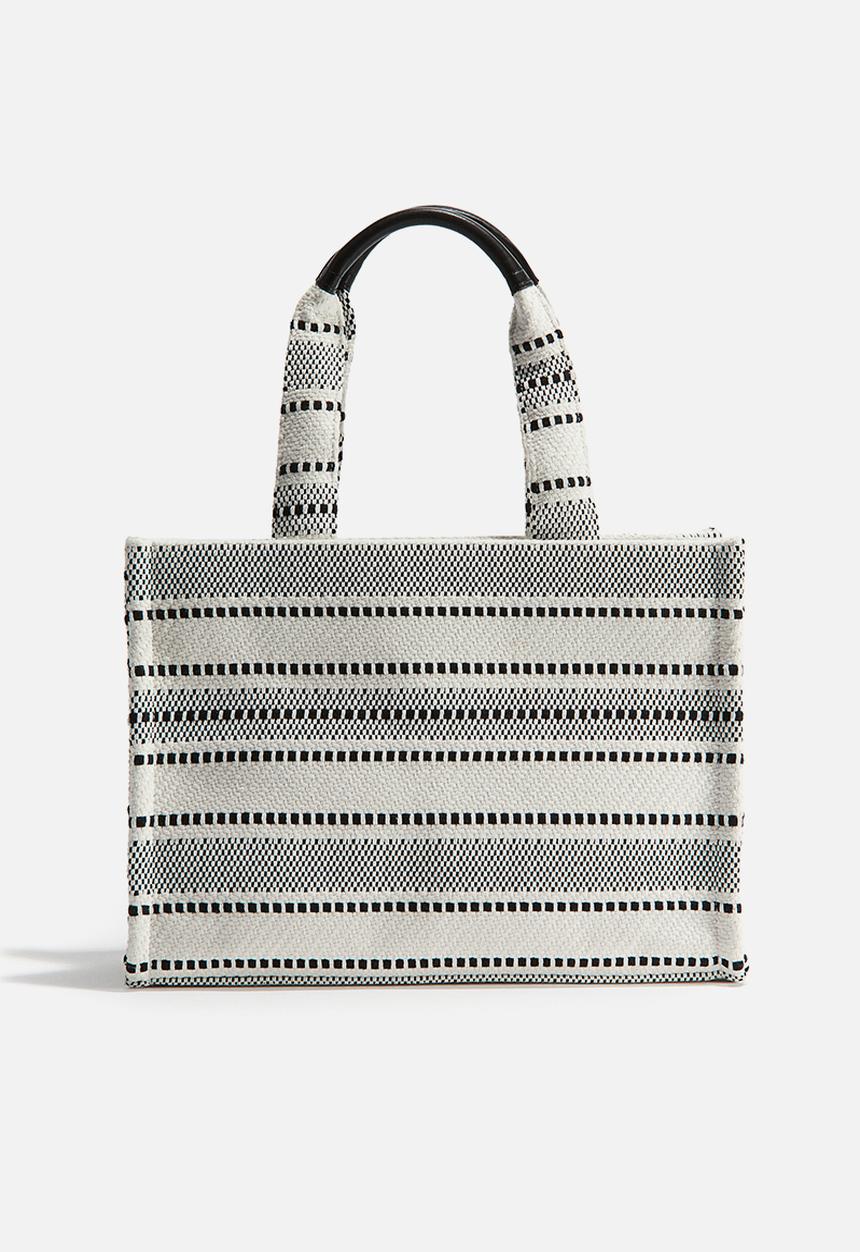 H&M - Cotton-blend shopper - black & white striped