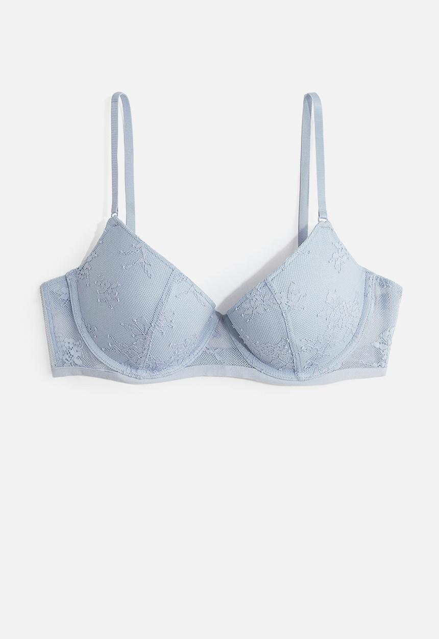 H&M - Lace demi push-up bra - light blue