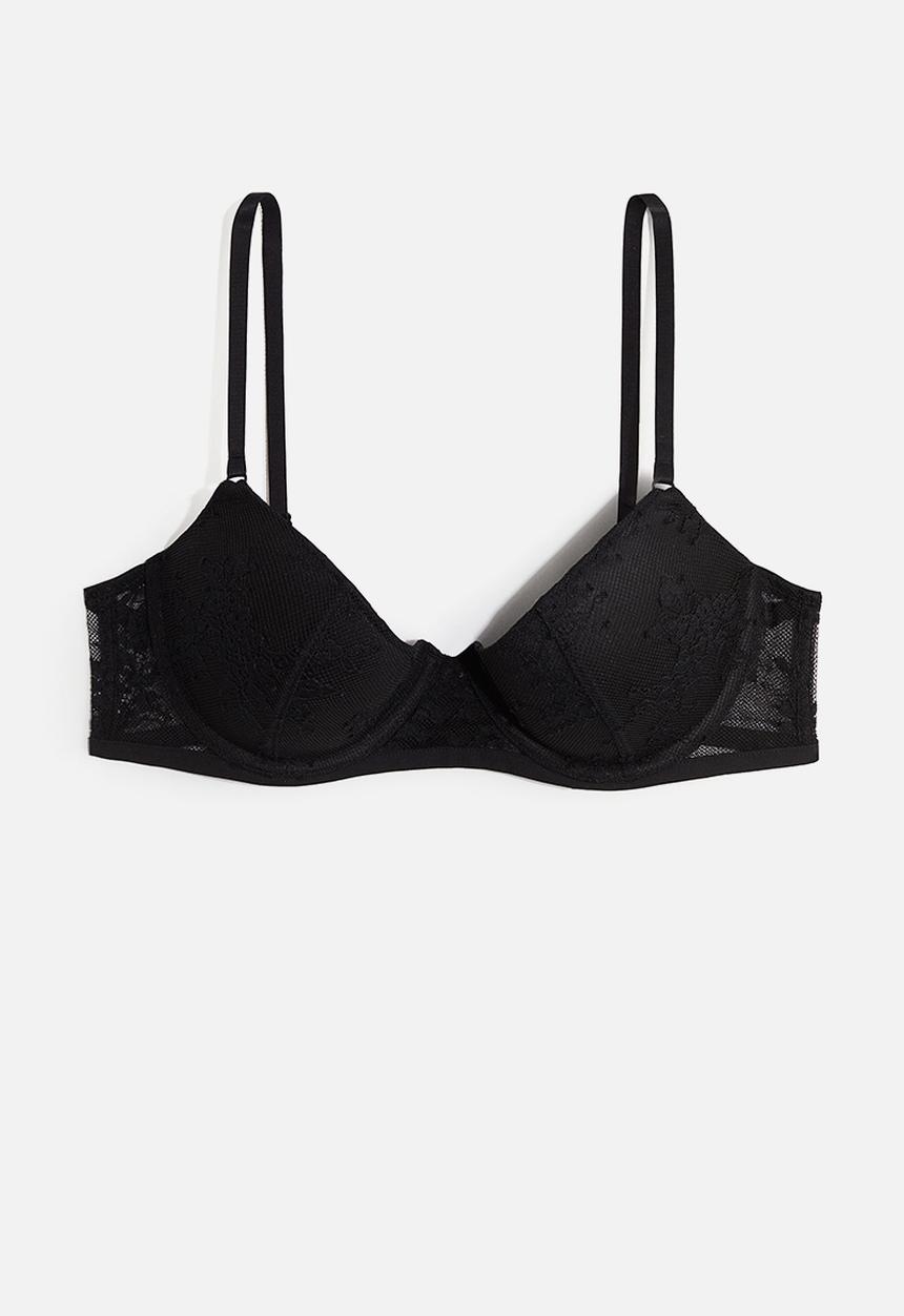 H&M - Lace demi push-up bra - black