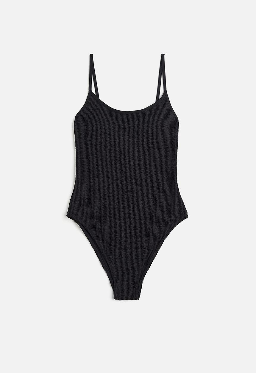 H&M - Padded-cup high-leg swimsuit - black