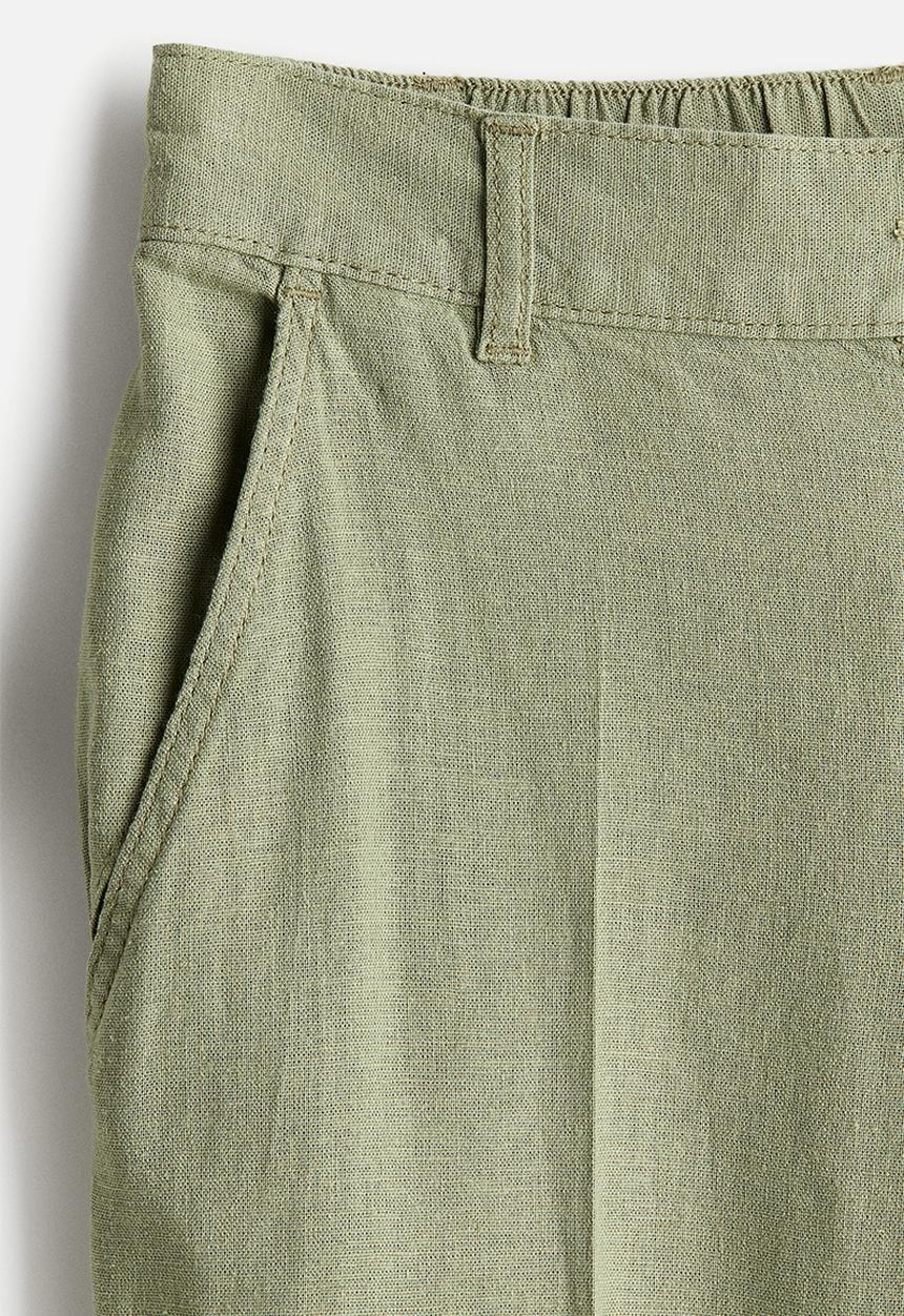 H&M - Linen-blend trousers - light khaki green