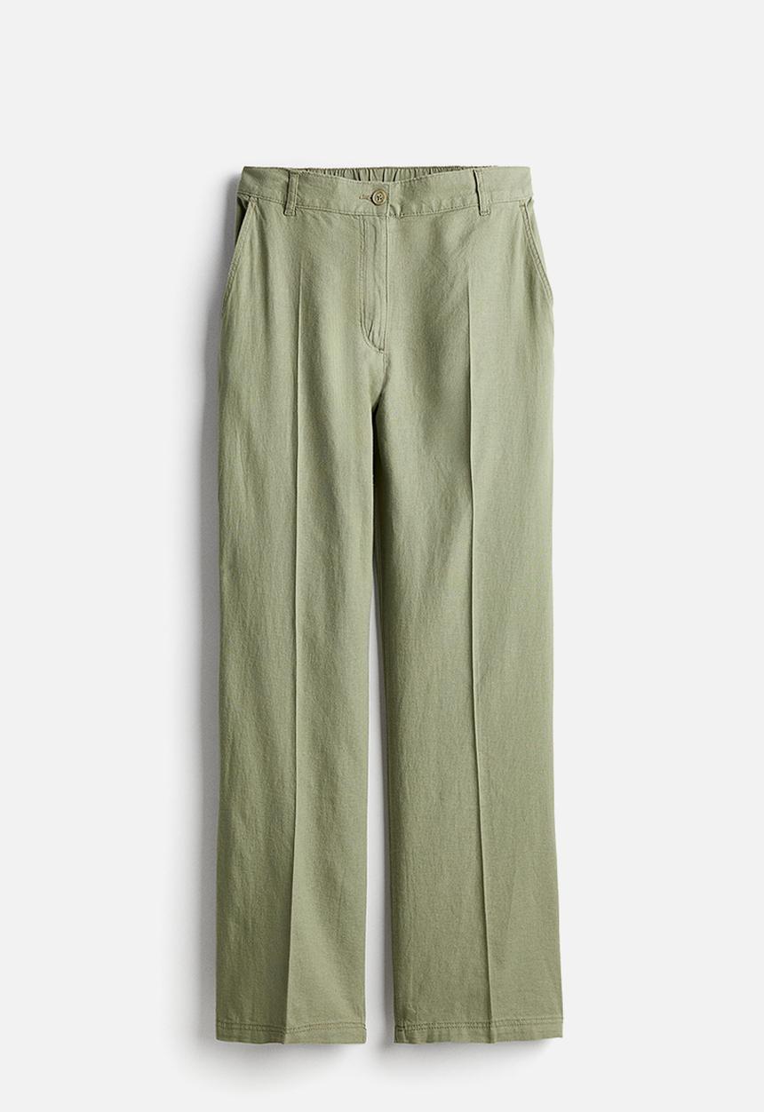 H&M - Linen-blend trousers - light khaki green
