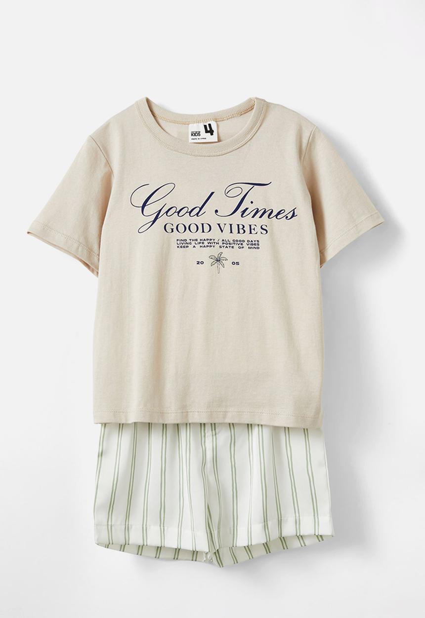Cotton On - Calvin short sleeve pyjama set - rainy day/good times