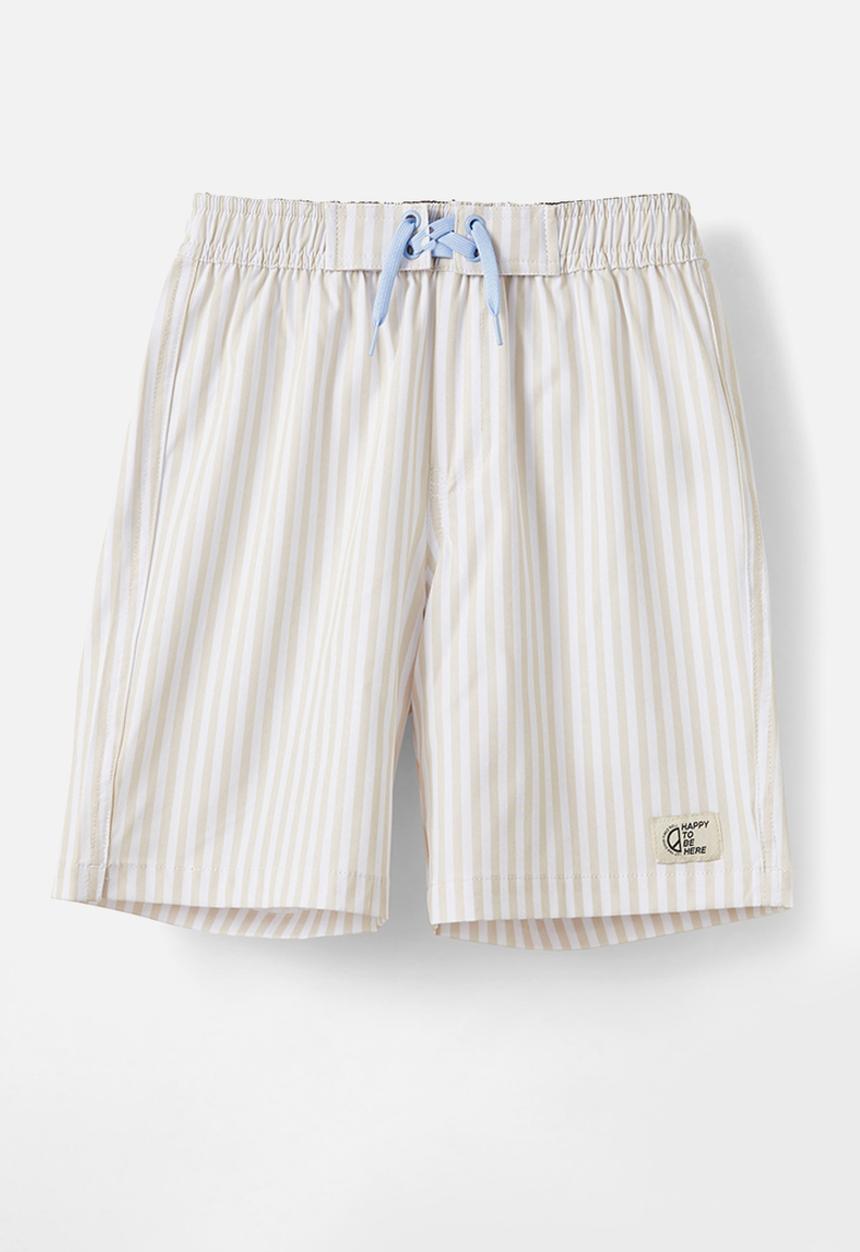 Cotton On - Bobby stretch board short - rainy day & white vertical stripe