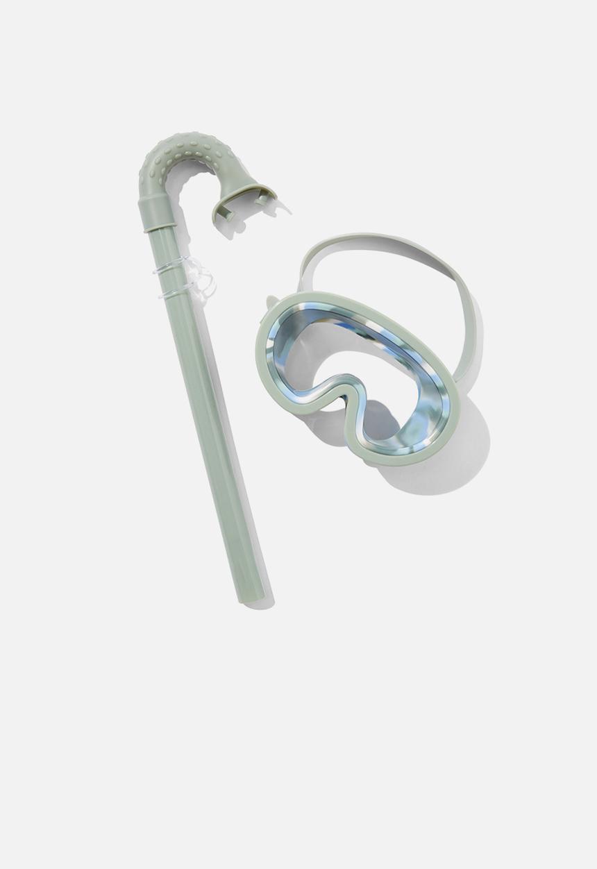 Cotton On - Kids mask & snorkel set - deep sage/tie dye