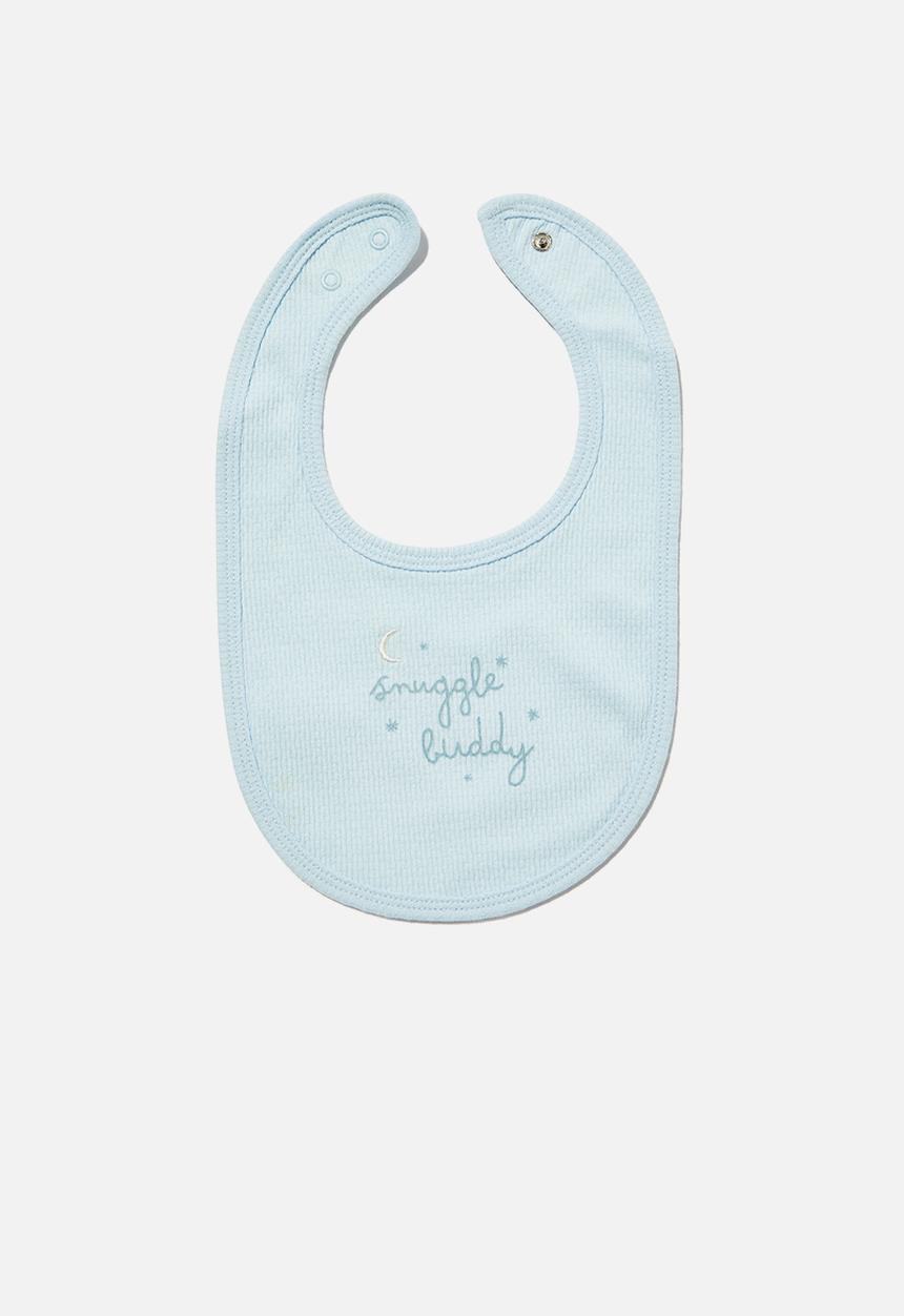 Cotton On - Bundle organic pointelle romper, bib & beanie - milk/clouds