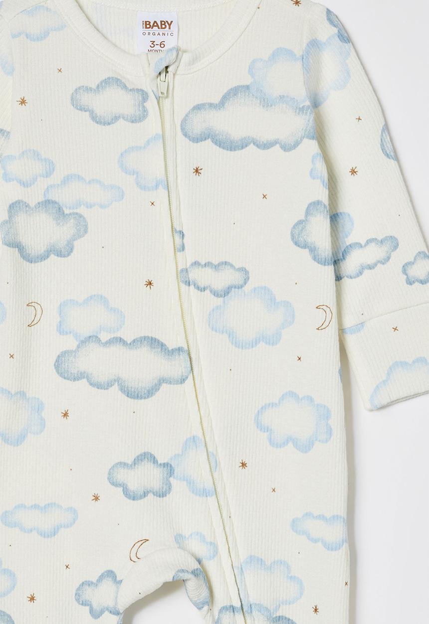 Cotton On - Bundle organic pointelle romper, bib & beanie - milk/clouds