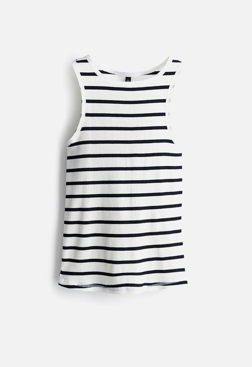 H&M - Ribbed vest top - cream striped