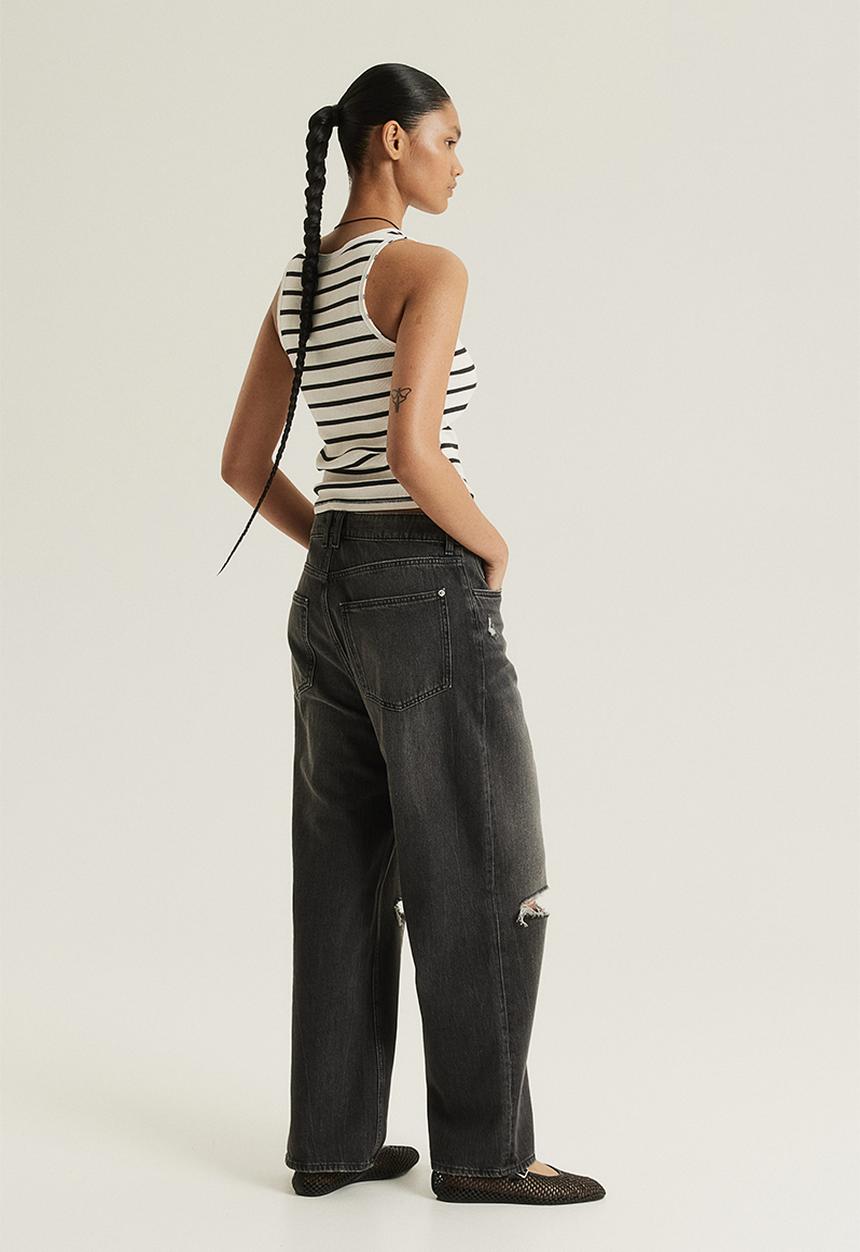 H&M - Ribbed vest top - cream striped