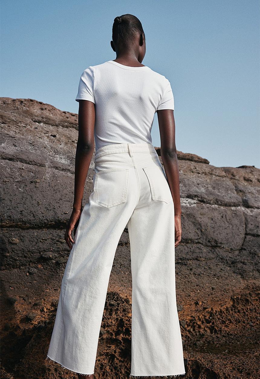 H&M - Wide high ankle jeans - white