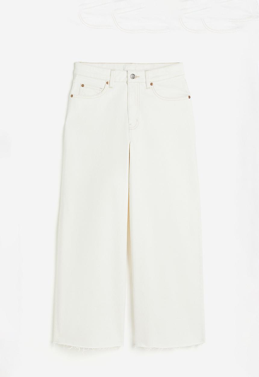 H&M - Wide high ankle jeans - white