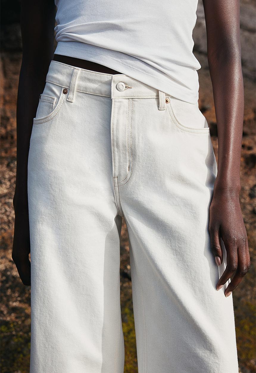 H&M - Wide high ankle jeans - white