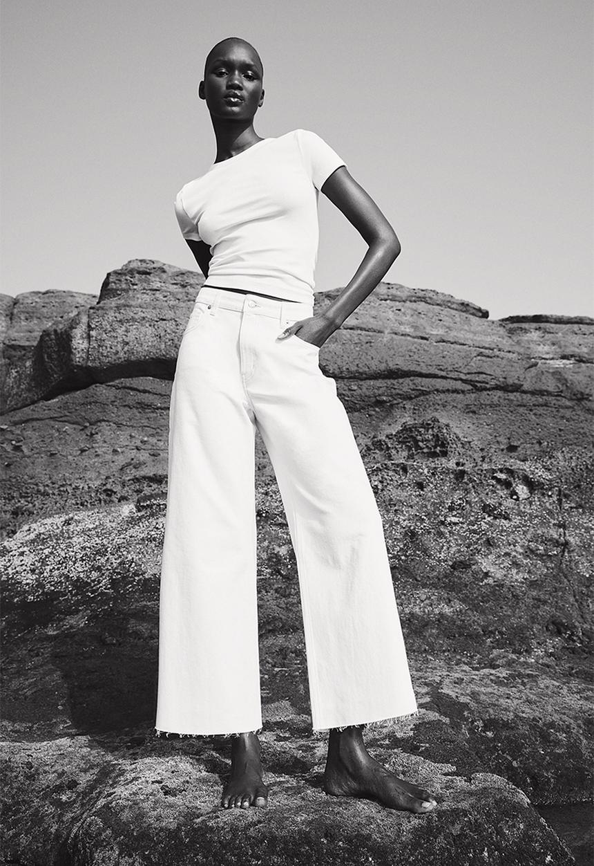 H&M - Wide high ankle jeans - white