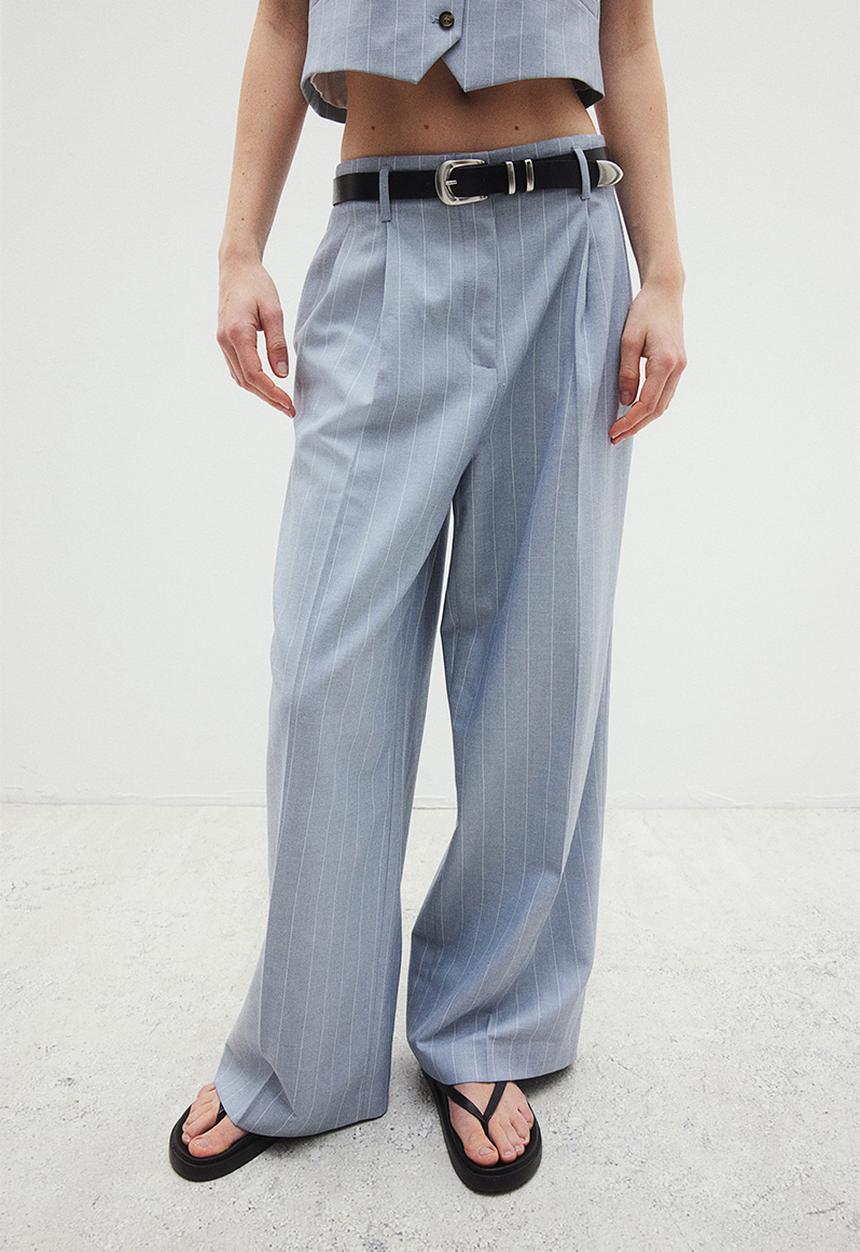 H&M - Tailored trousers - light dusty blue pinstriped