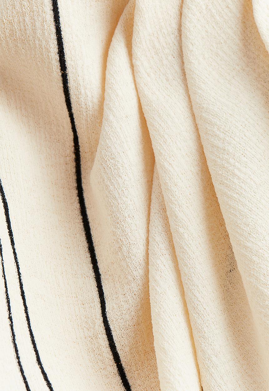 H&M - Textured-knit wrap skirt - cream striped 