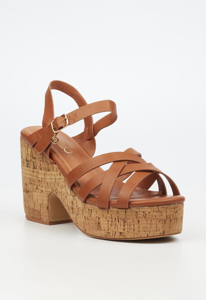 Miss Black - Honey 2 block heel - tan