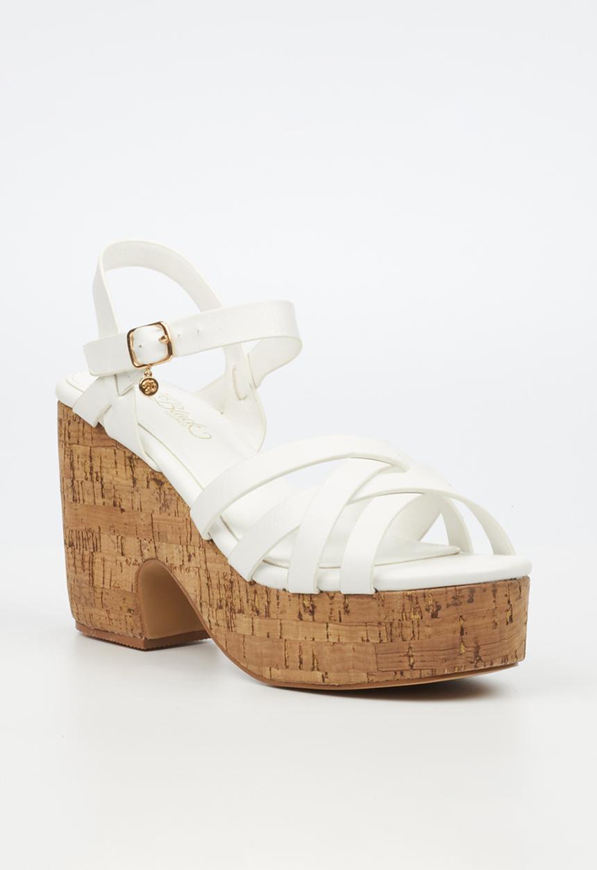 Miss Black - Honey 2 block heel - white
