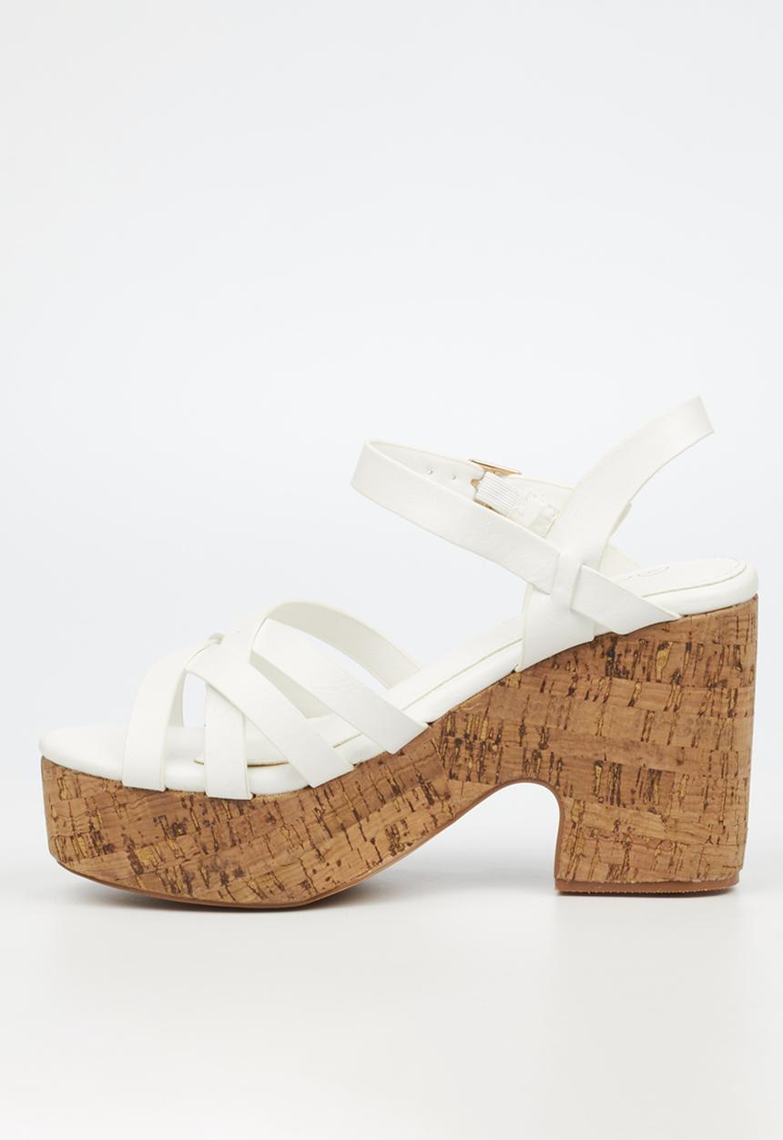 Miss Black - Honey 2 block heel - white