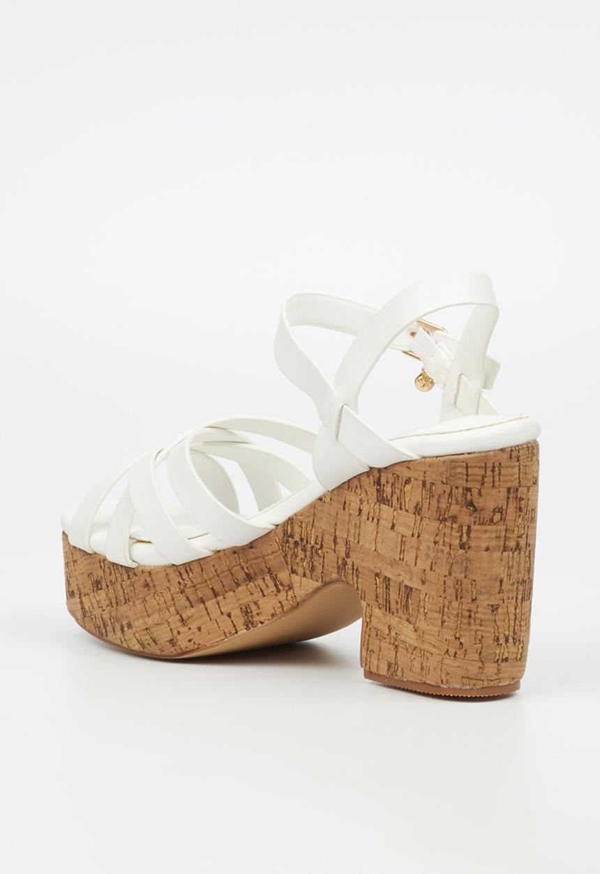 Miss Black - Honey 2 block heel - white
