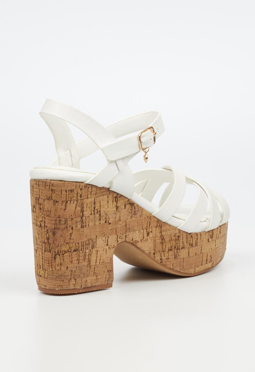 Miss Black - Honey 2 block heel - white