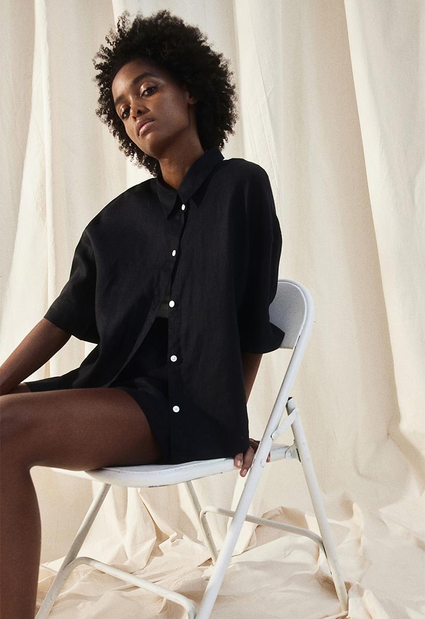 H&M - Linen shirt - black