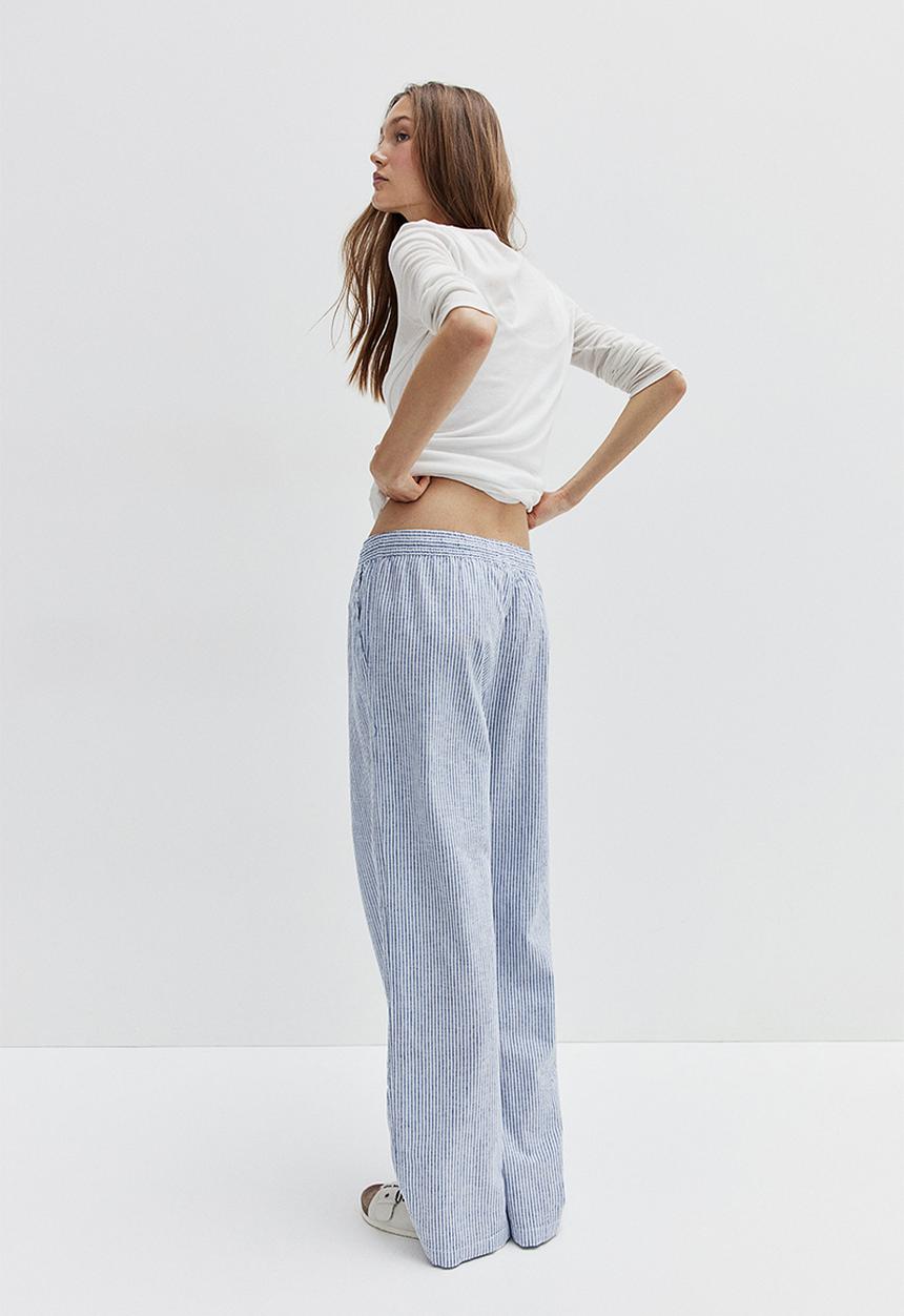 H&M - Linen-blend trousers - blue striped 