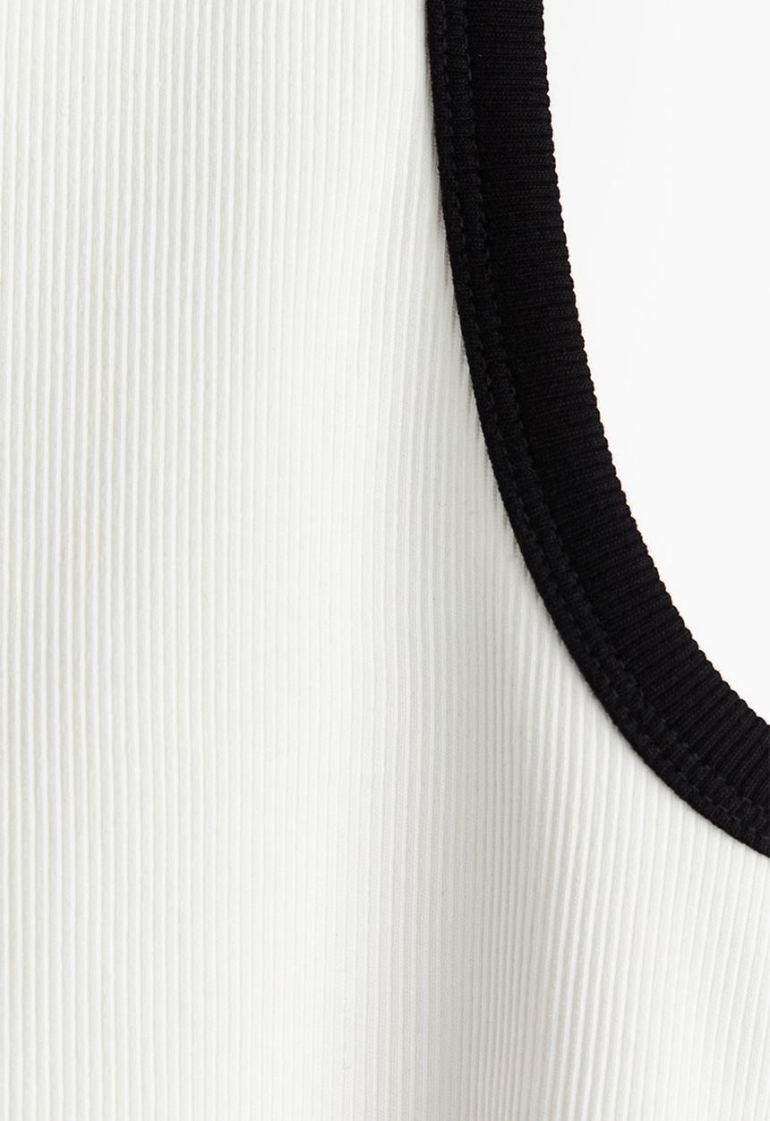 H&M - Cropped vest top - white/black