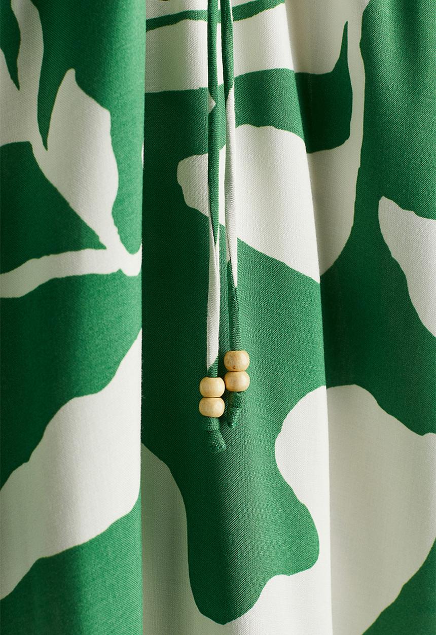 H&M - Balloon-sleeved dress - green,multi