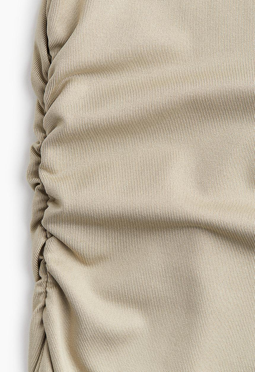 H&M - Gathered dress with flared skirt - light khaki green