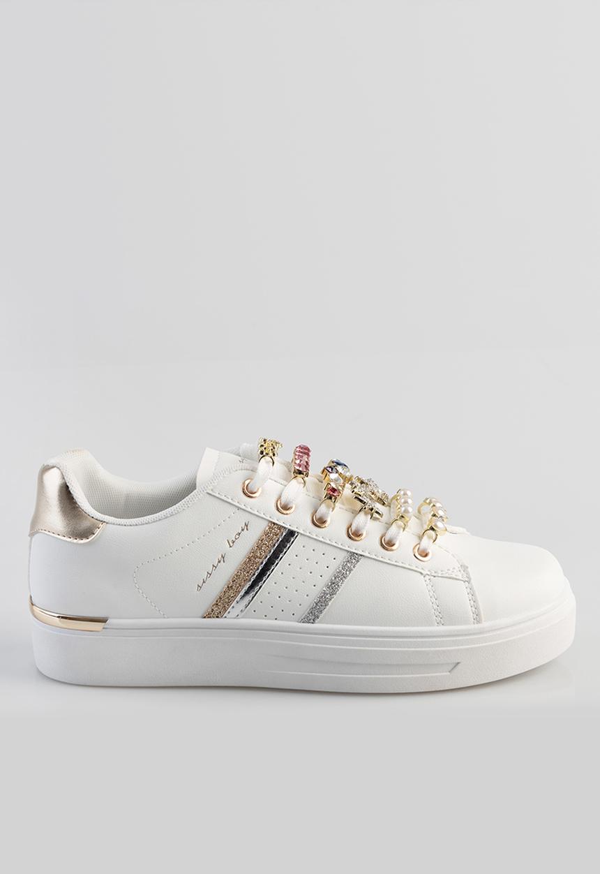 SISSY BOY - Trim sneaker - white & gold