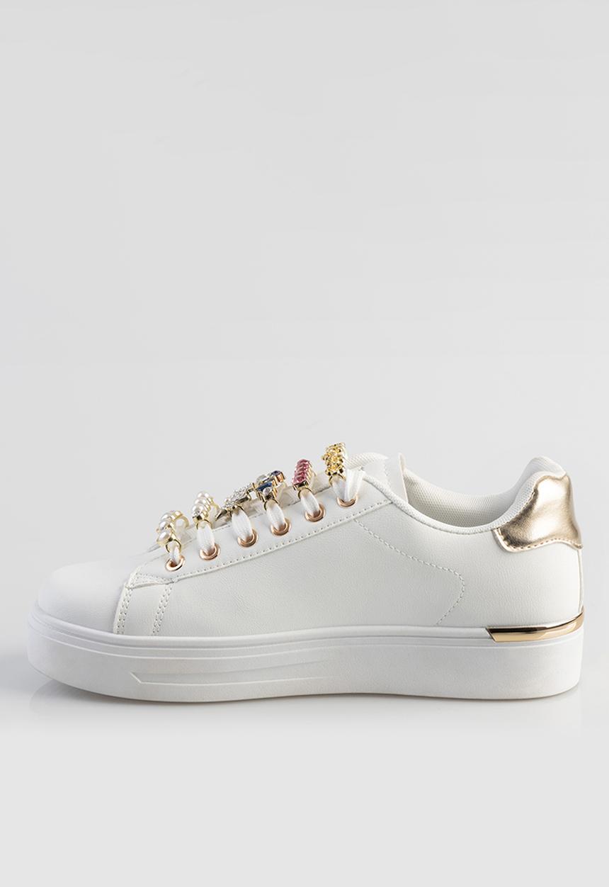 SISSY BOY - Trim sneaker - white & gold