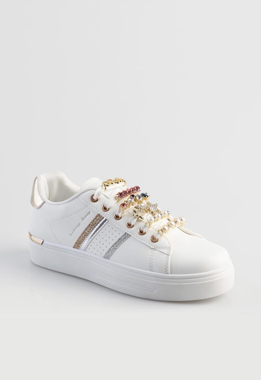SISSY BOY - Trim sneaker - white & gold