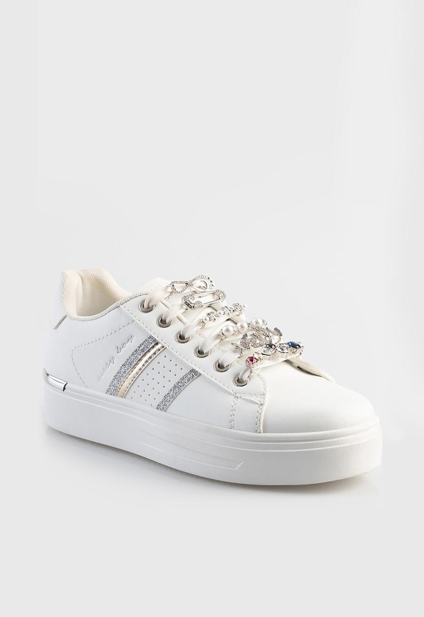 SISSY BOY - Trim sneaker - white & silver