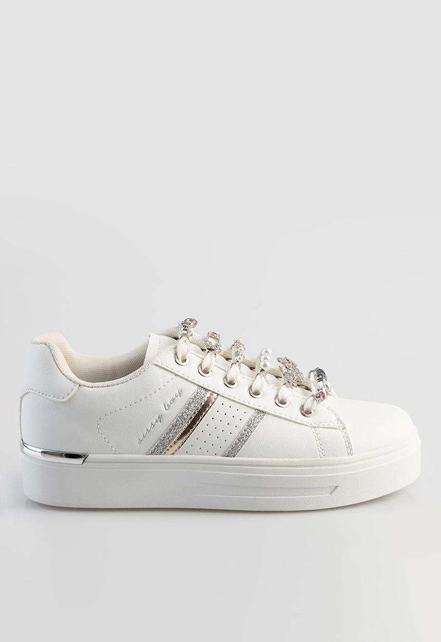SISSY BOY - Trim sneaker - white & silver