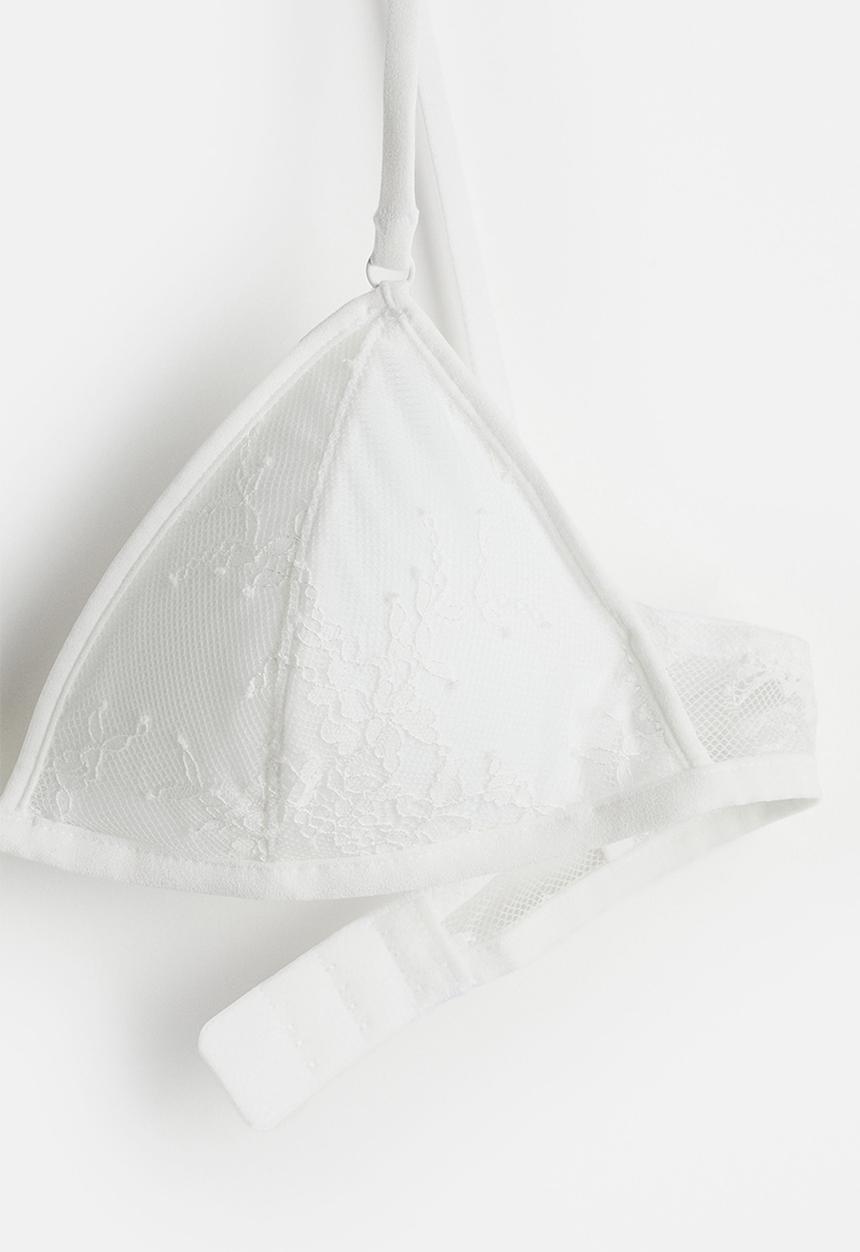 H&M - Padded lace soft bra - white