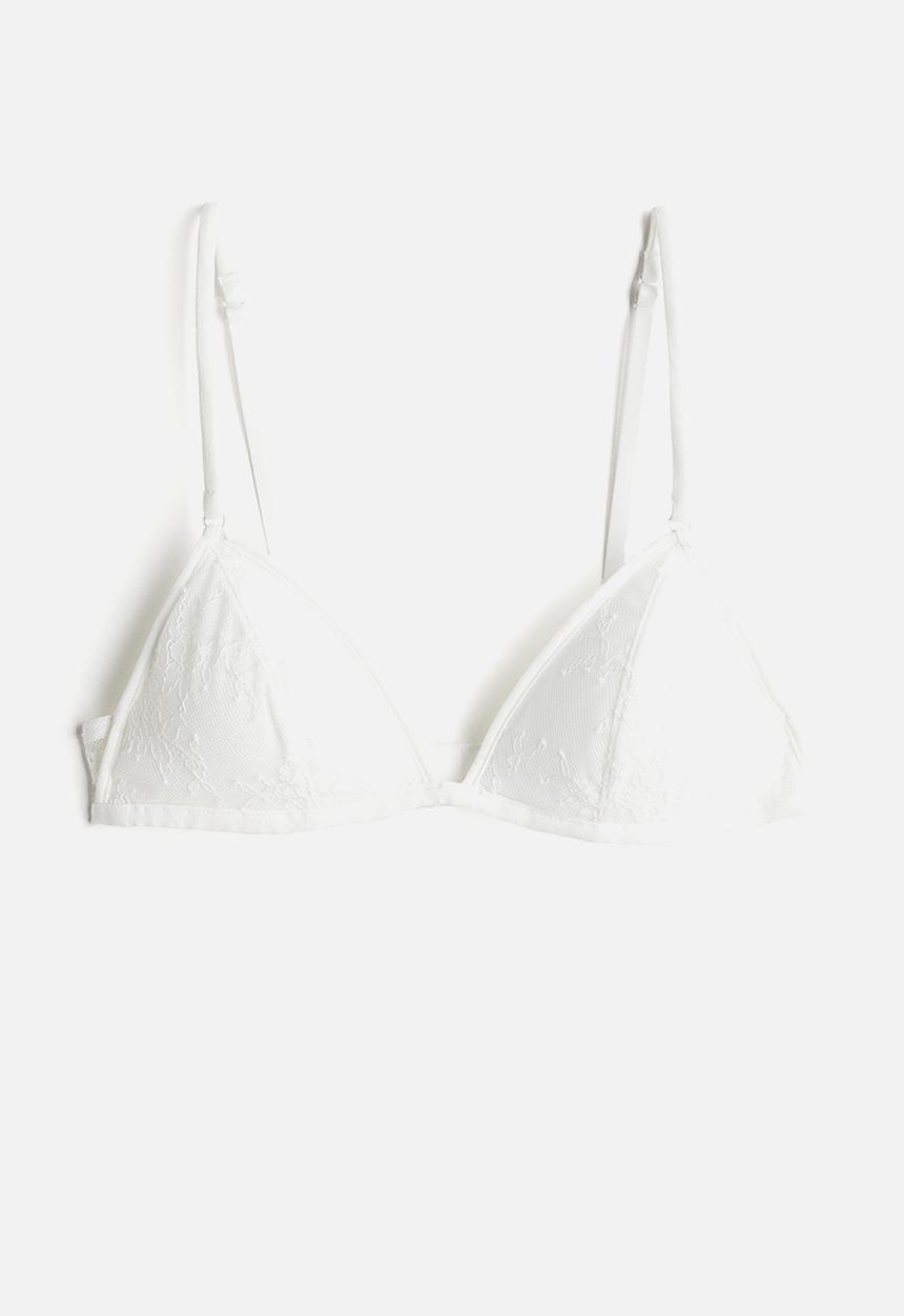 H&M - Padded lace soft bra - white