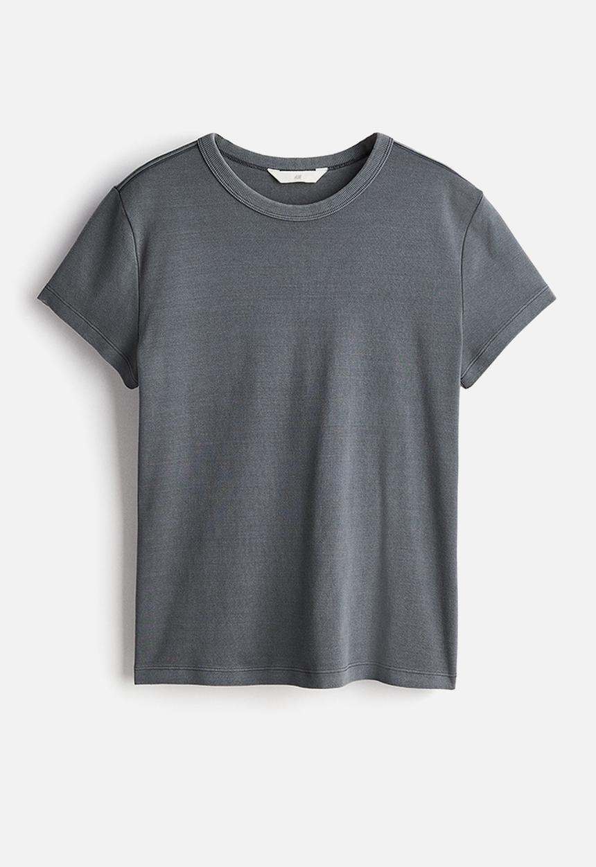 H&M - Fitted cotton T-shirt - grey