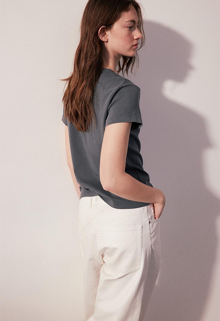 H&M - Fitted cotton T-shirt - grey