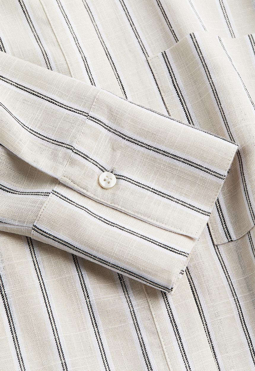 H&M - Linen-blend shirt - light beige striped