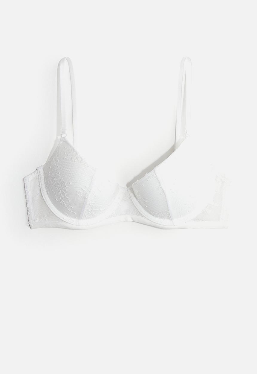 H&M - Lace demi push-up bra - white