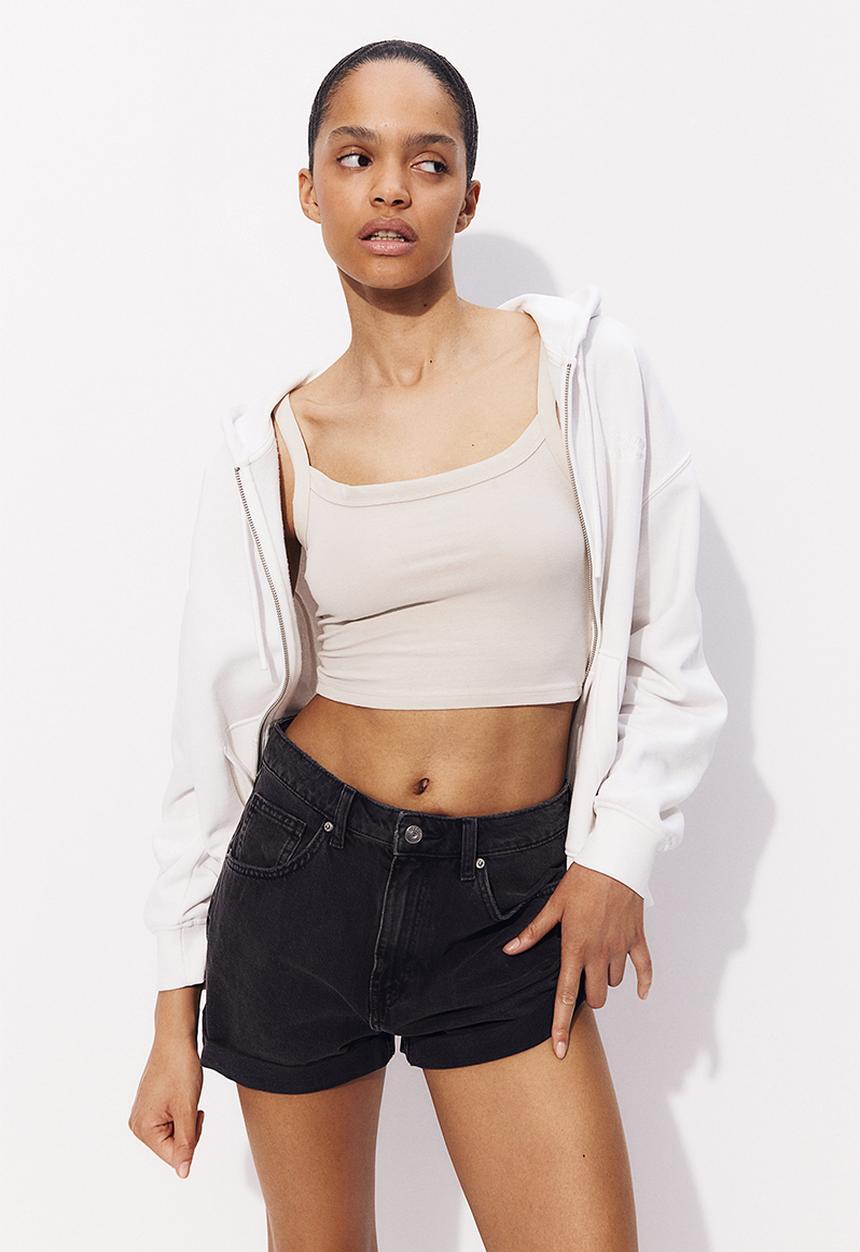 H&M - Cropped strappy top - light beige