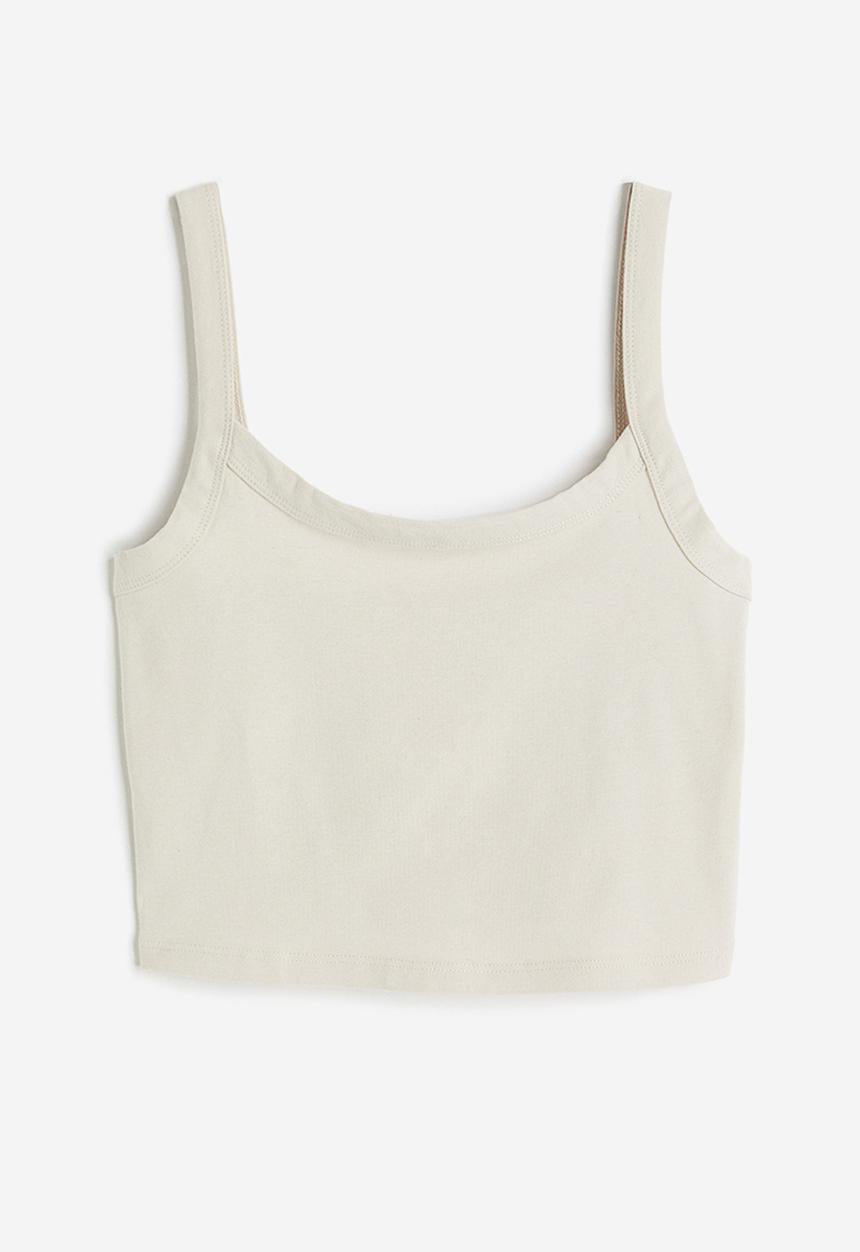 H&M - Cropped strappy top - light beige