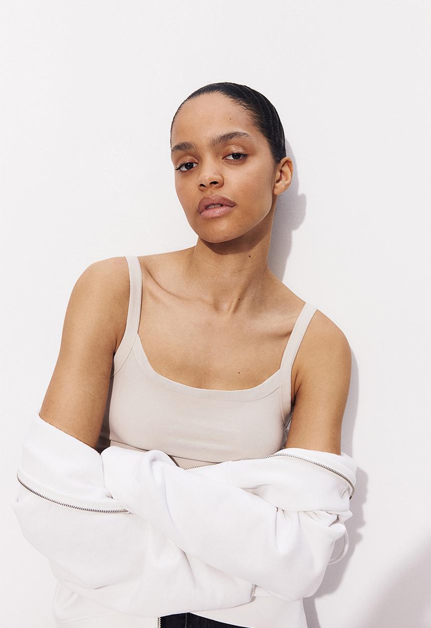 H&M - Cropped strappy top - light beige
