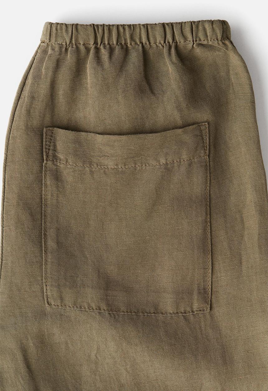 H&M - Linen-blend trousers - dark khaki green