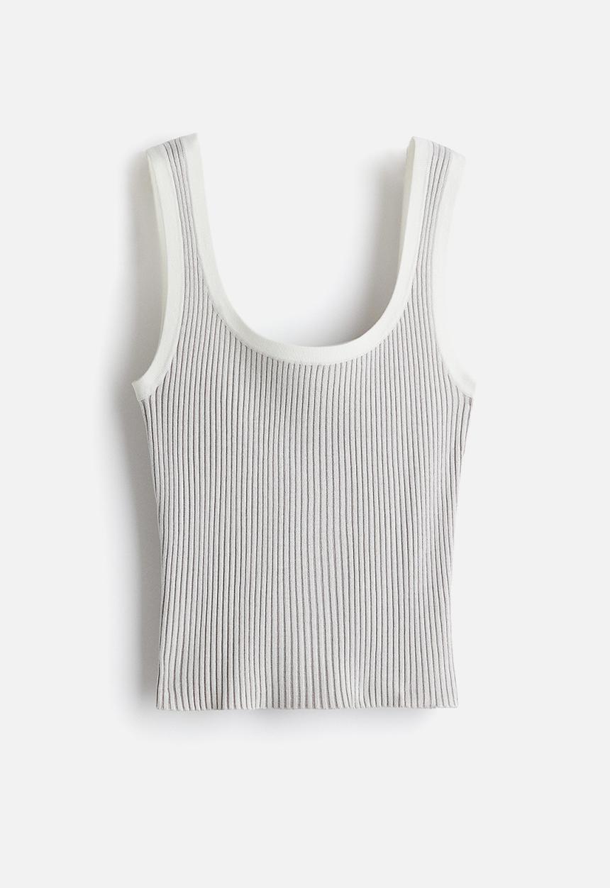 H&M - Rib-knit vest top - beige & grey
