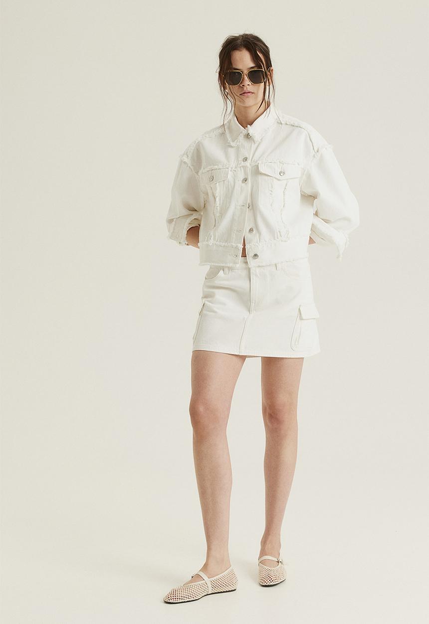 H&M - Twill cargo mini skirt - cream