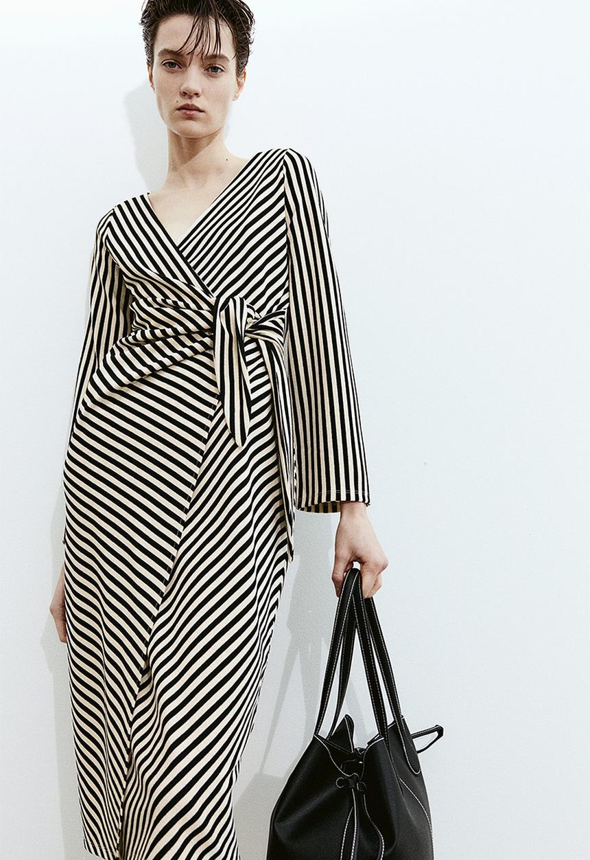 H&M - Jersey wrap dress - cream & black