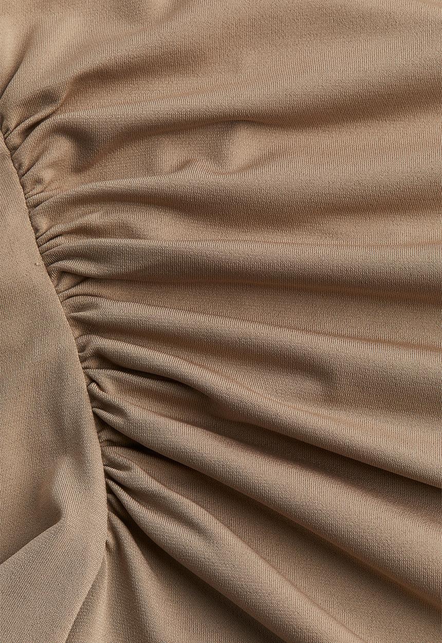 H&M - Gathered midi dress - dark beige