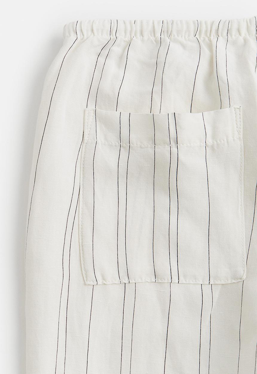 H&M - Linen-blend trousers - cream & pinstriped 